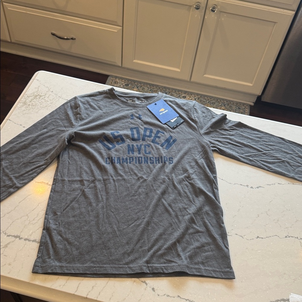 Under Armour Kids' Gray Long Sleeve Tee with US Open Logo